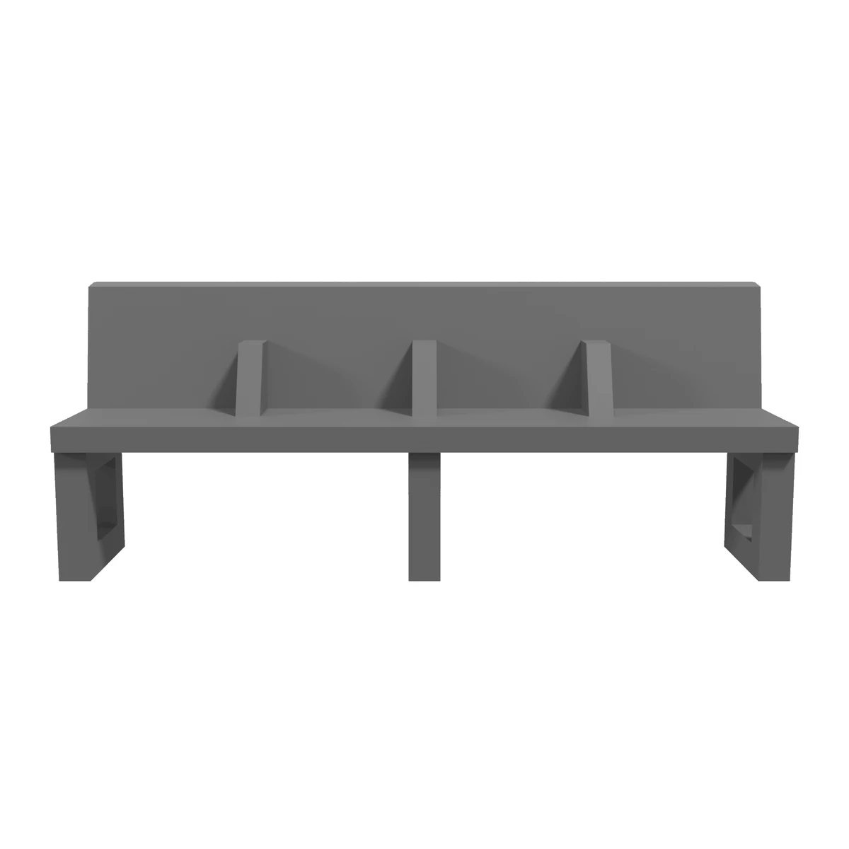 Modern Bench, 4-Seat, O Scale front view