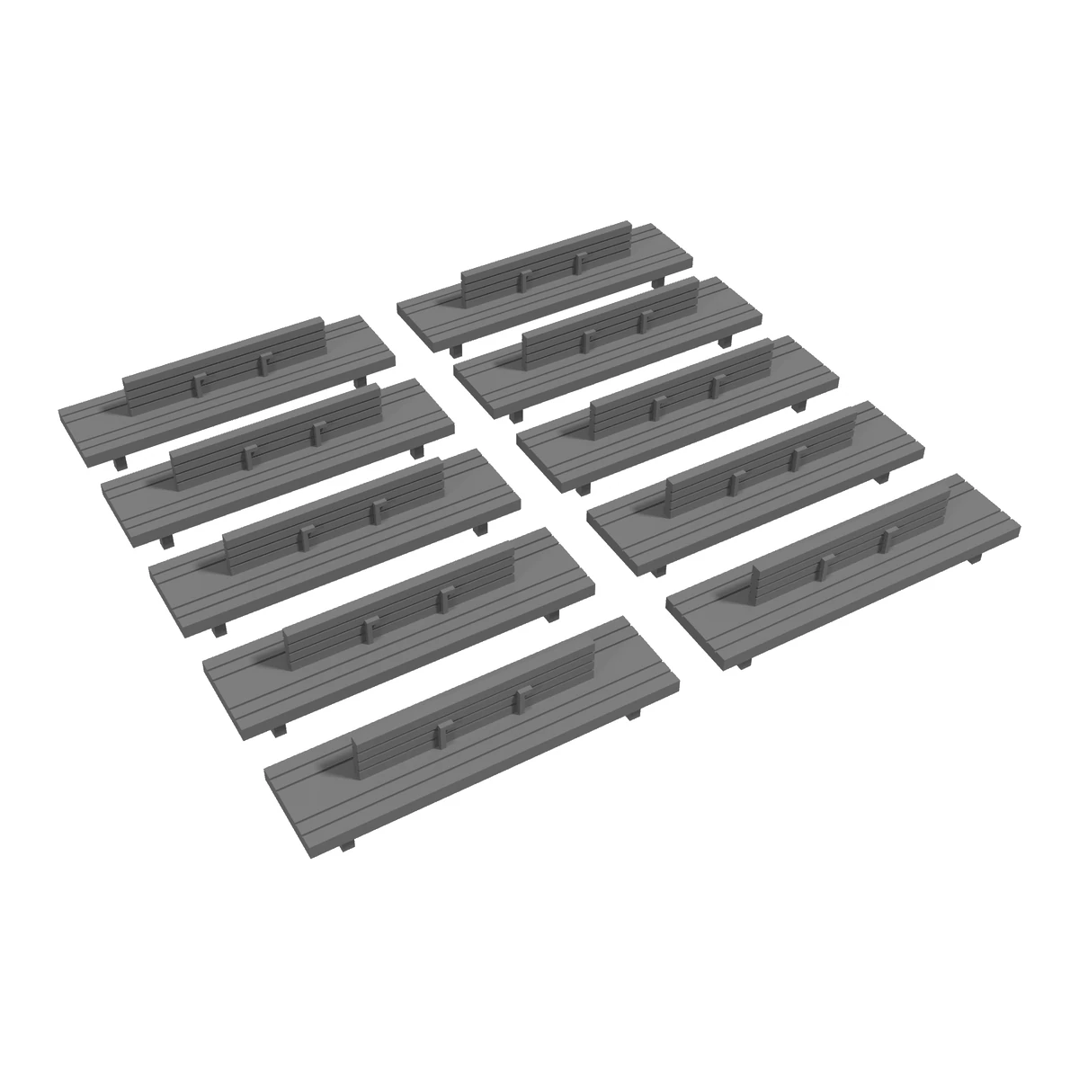 Dual Side Station Bench (set of 10) set view