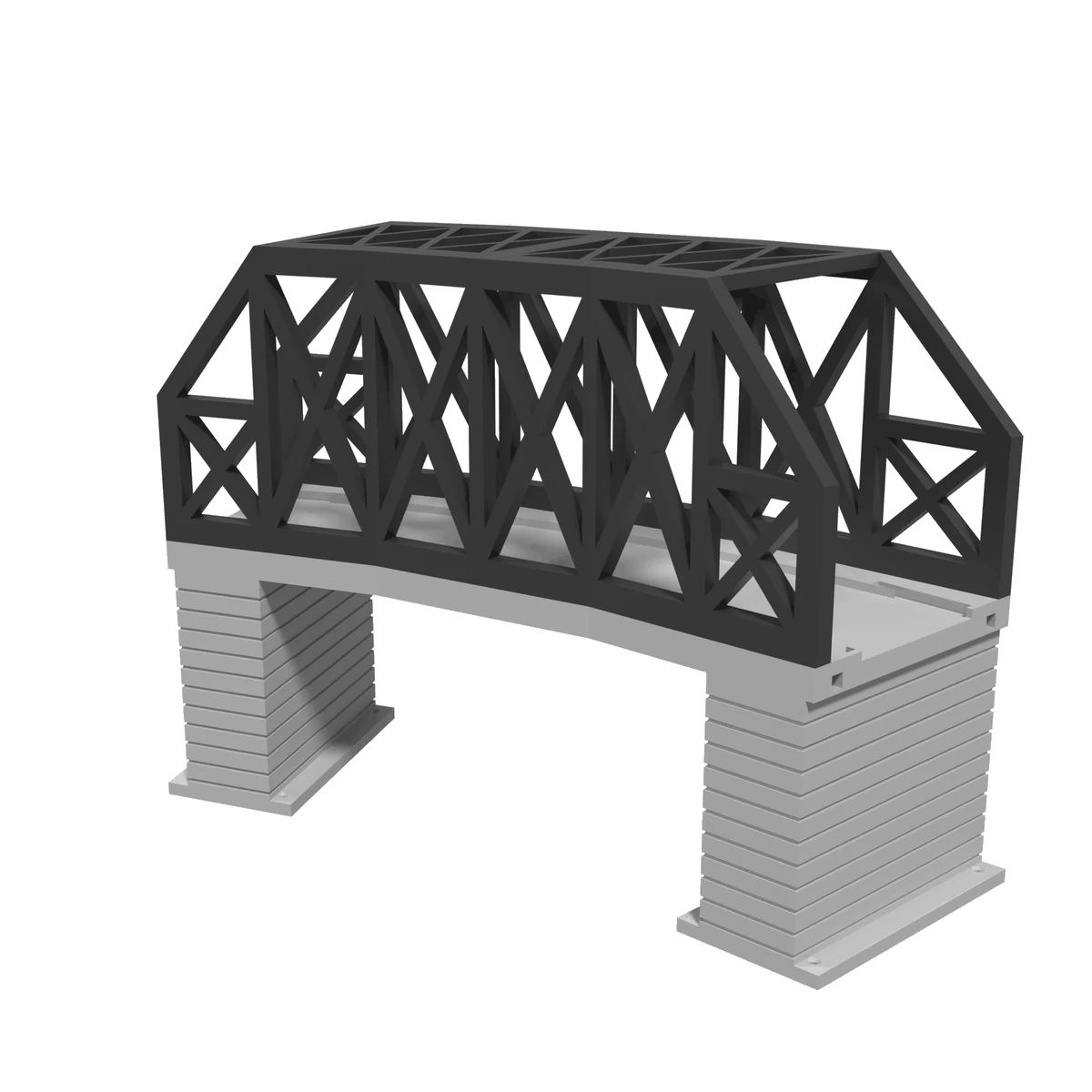 Modular Bridge, X-Beam Single Track Curved 18 in / 30°, for Bachmann E-Z Track onpiers view