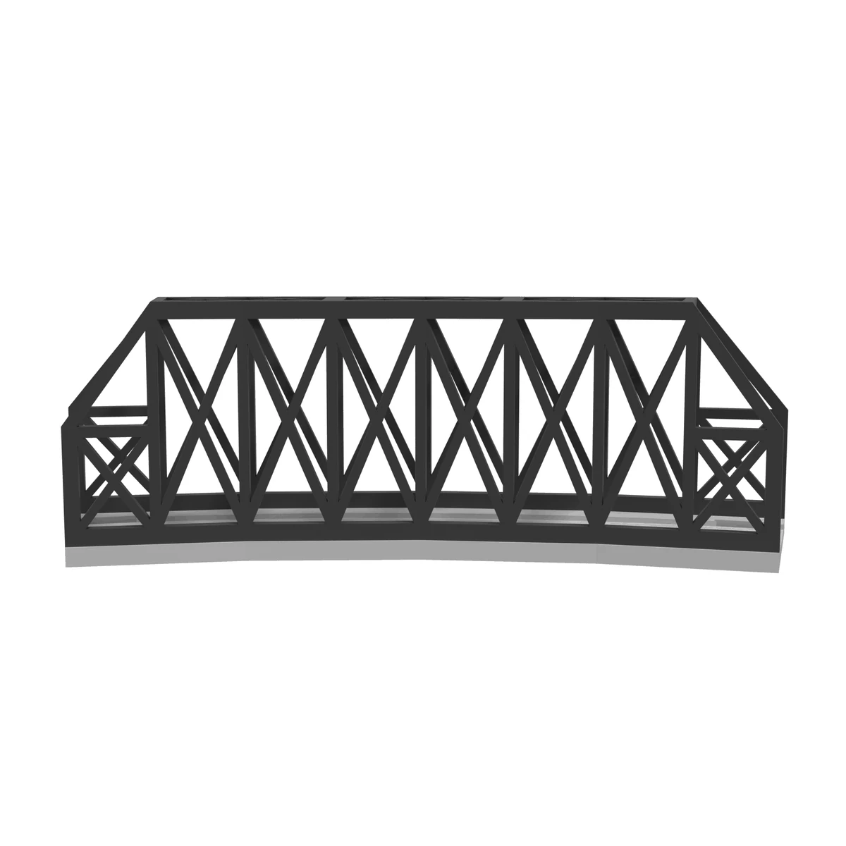 Modular Bridge, X-Beam Single Track Curved R381 / 30°, for Kato Unitrack (N scale) front view