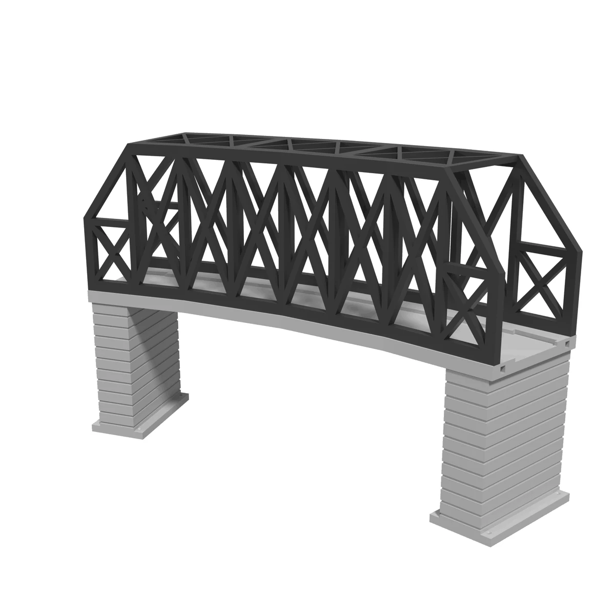 Modular Bridge, X-Beam Single Track Curved R381 / 30°, for Kato Unitrack (N scale) onpiers view