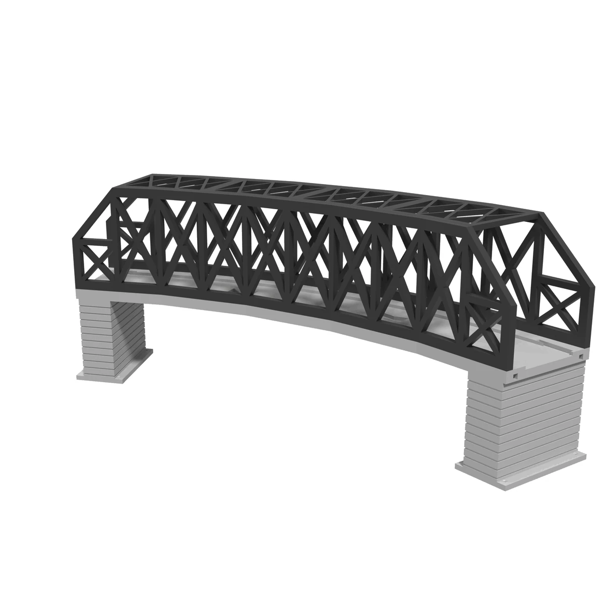Modular Bridge, X-Beam Single Track Curved 22 in / 45°, for Bachmann E-Z Track onpiers view