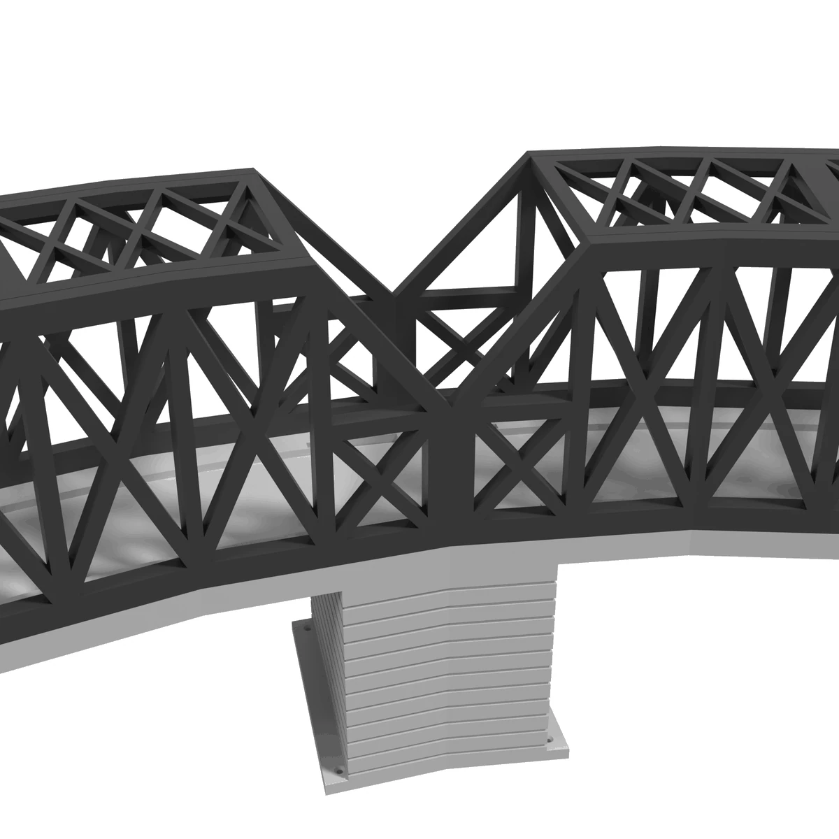 Modular Bridge, X-Beam Single Track Curved 18 in / 60°, for Bachmann E-Z Track - Complete Set with 3 Piers detail view