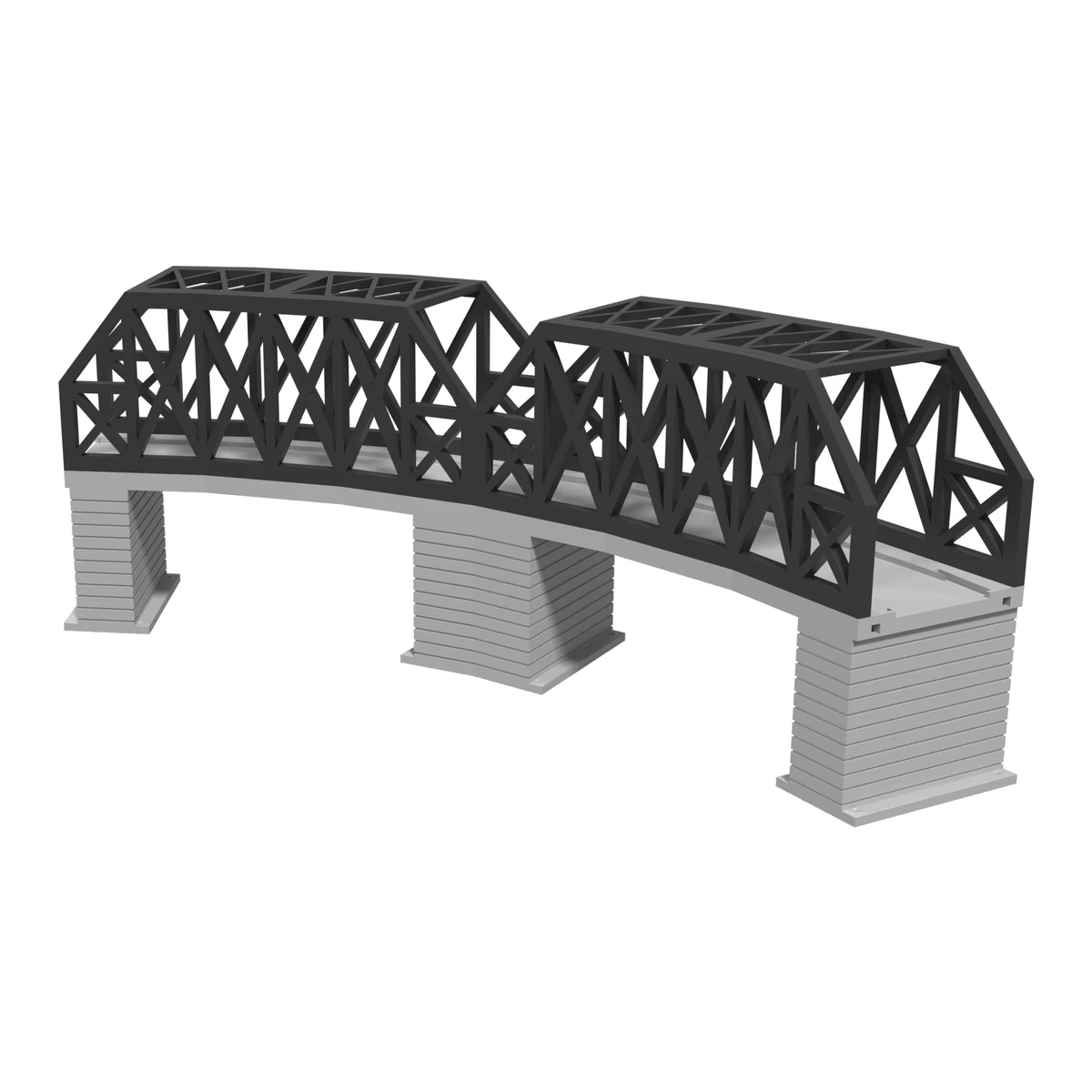 Modular Bridge, X-Beam Single Track Curved 18 in / 60°, for Bachmann E-Z Track - Complete Set with 3 Piers