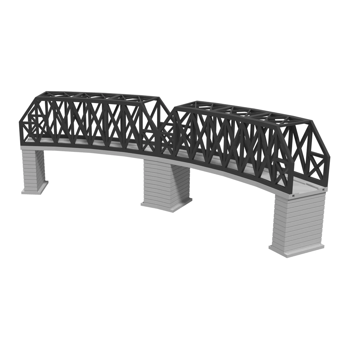 Modular Bridge, X-Beam Single Track Curved R381 / 60°, for Kato Unitrack (N scale) - Complete Set with 3 Piers
