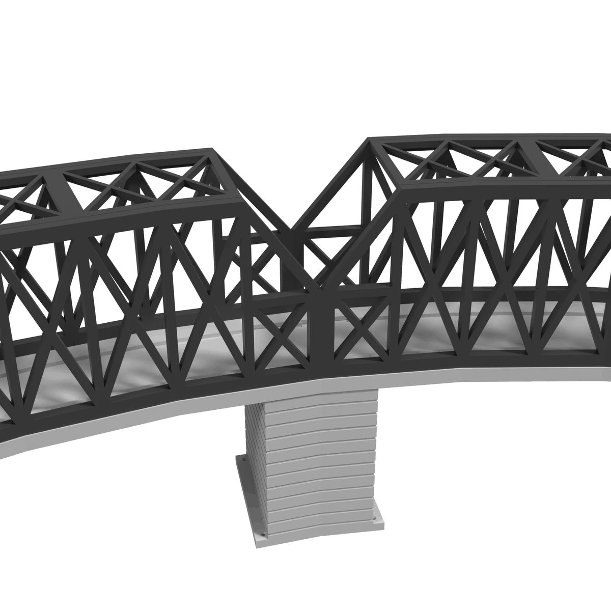 Modular Bridge, X-Beam Single Track Curved R381 / 60°, for Kato Unitrack (N scale) - Complete Set with 3 Piers detail view
