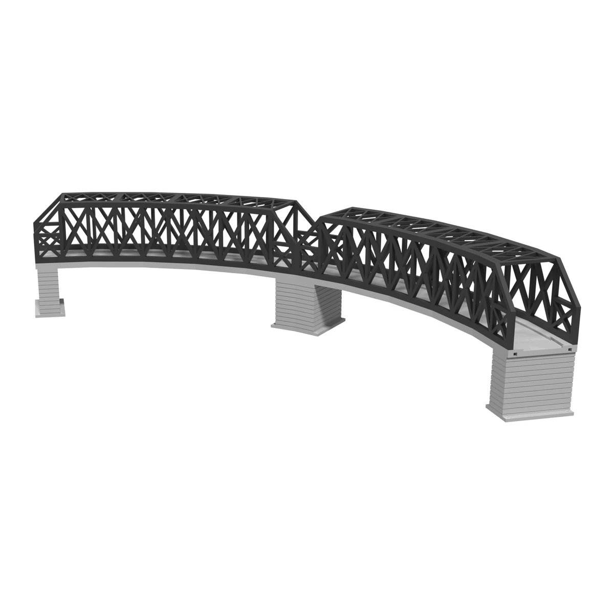 Modular Bridge, X-Beam Single Track Curved 22 in / 90°, for Bachmann E-Z Track - Complete Set with 3 Piers