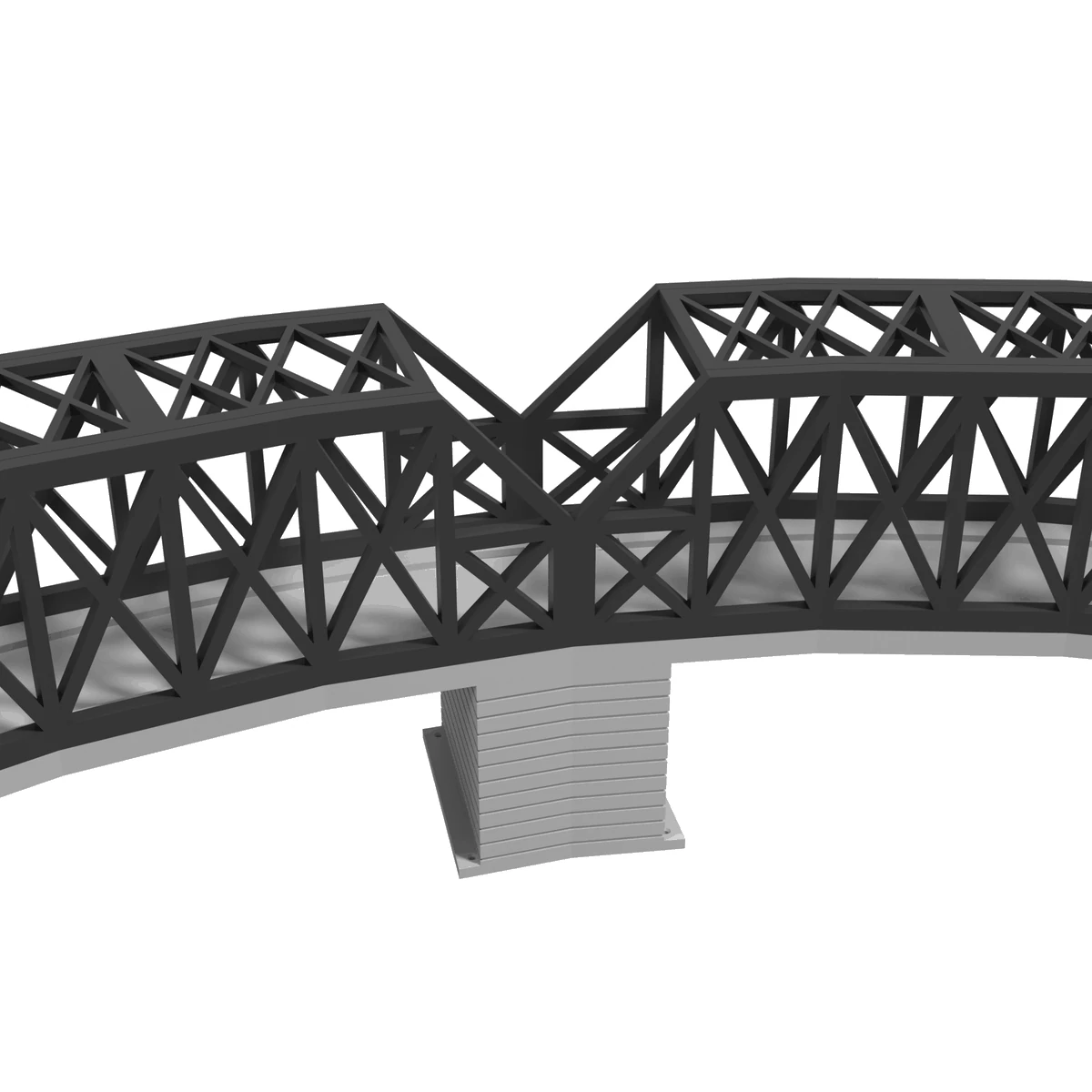Modular Bridge, X-Beam Single Track Curved 22 in / 90°, for Bachmann E-Z Track - Complete Set with 3 Piers detail view