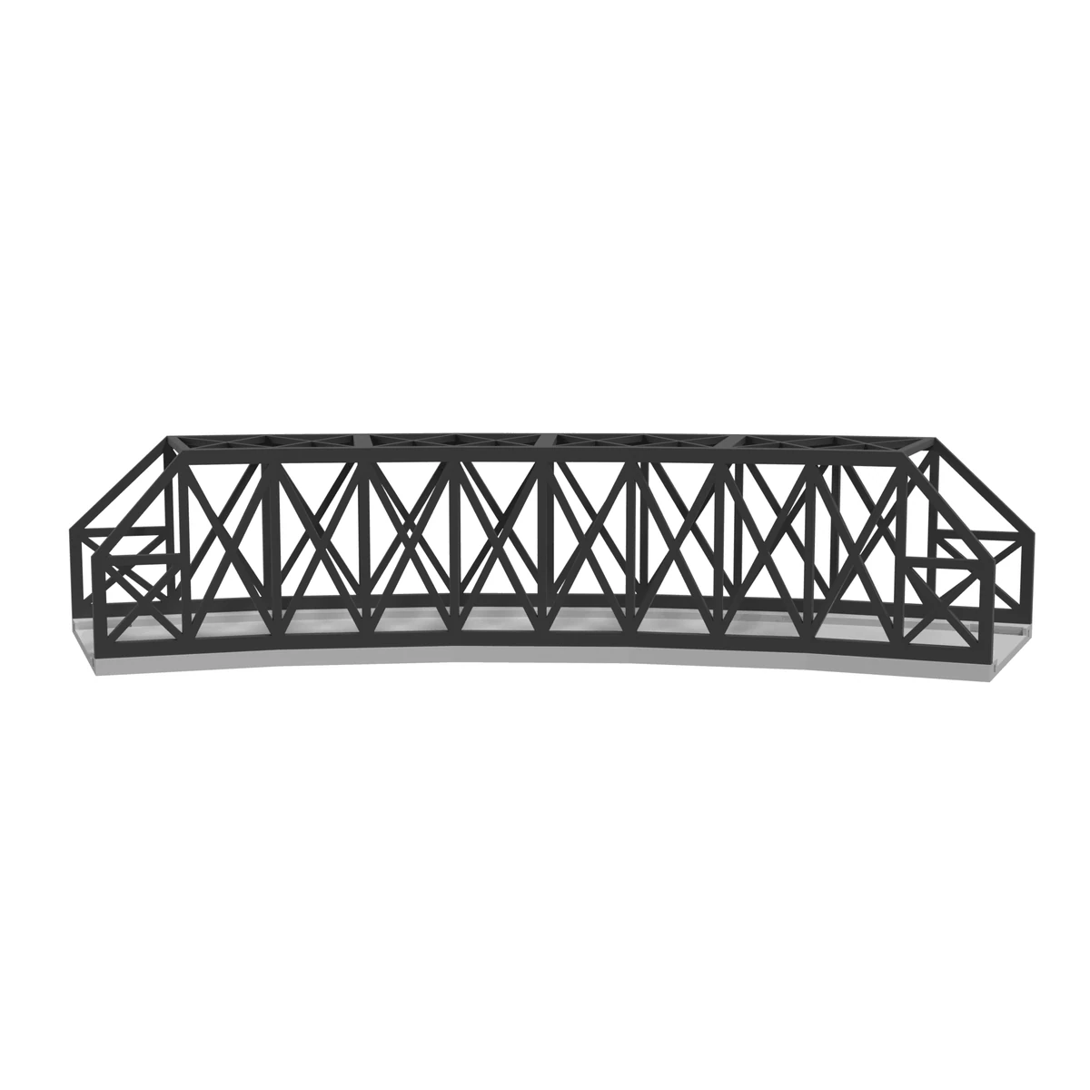 Modular Bridge, X-Beam Double Track Curved R381 + R414 / 45°, for Kato Unitrack 20-181 (N scale) - with 2 Pillars front view