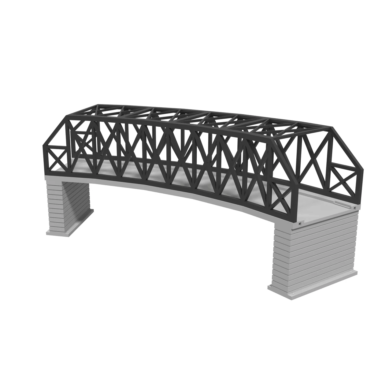 Modular Bridge, X-Beam Double Track Curved R381 + R414 / 45°, for Kato Unitrack 20-181 (N scale) - with 2 Pillars
