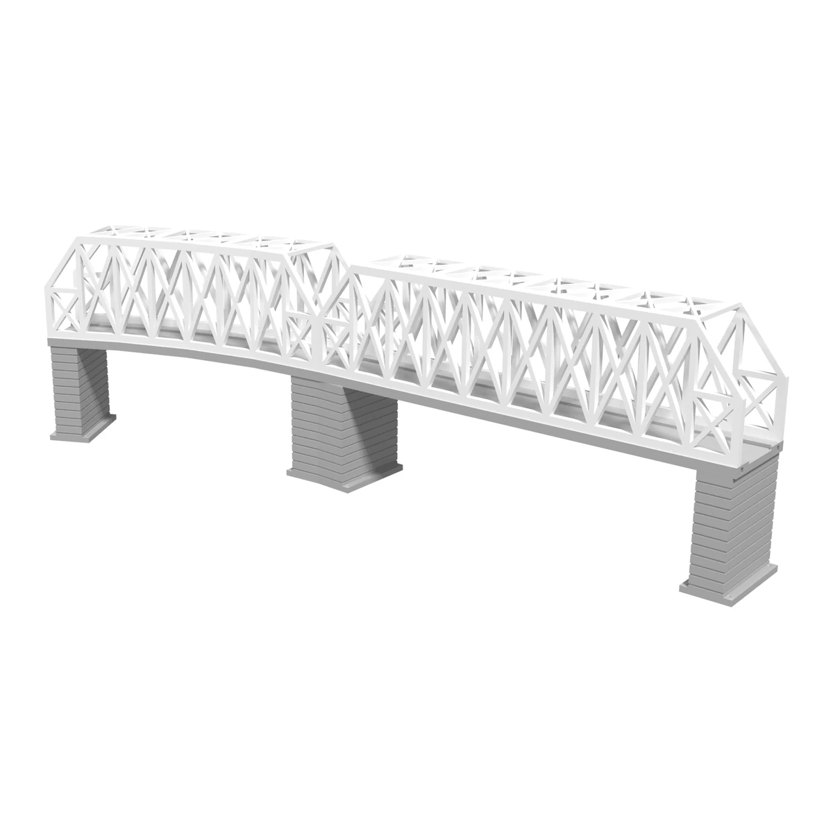 Modular Bridge Set, X-Beam Straight 248 mm + Curved R381 / 30°, for Kato Unitrack (N scale) - with 3 Pillars