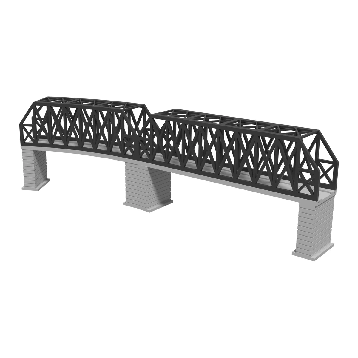 Modular Bridge Set, X-Beam Straight 248 mm + Curved R381 / 30°, for Kato Unitrack (N scale) - with 3 Pillars