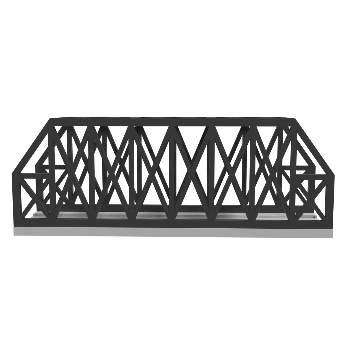 Modular Bridge, X-Beam Single Track Straight 186 mm, for Kato Unitrack (N scale) - with 2 Pillars front view