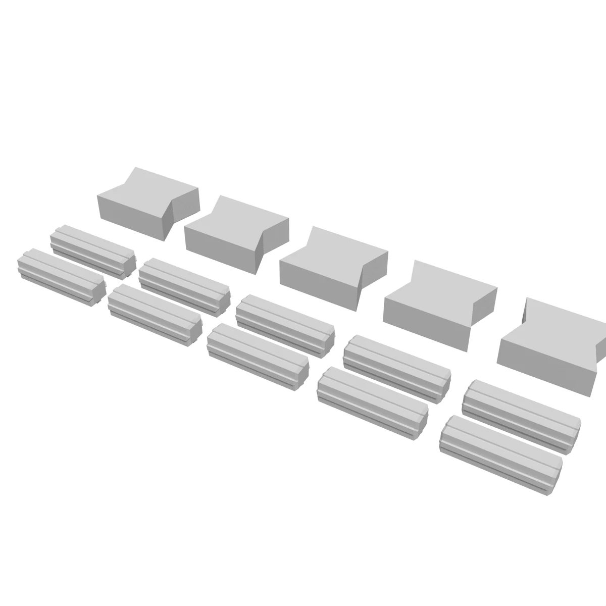 N Scale Platform Connectors (10 pegs + 5 dovetail keys)
