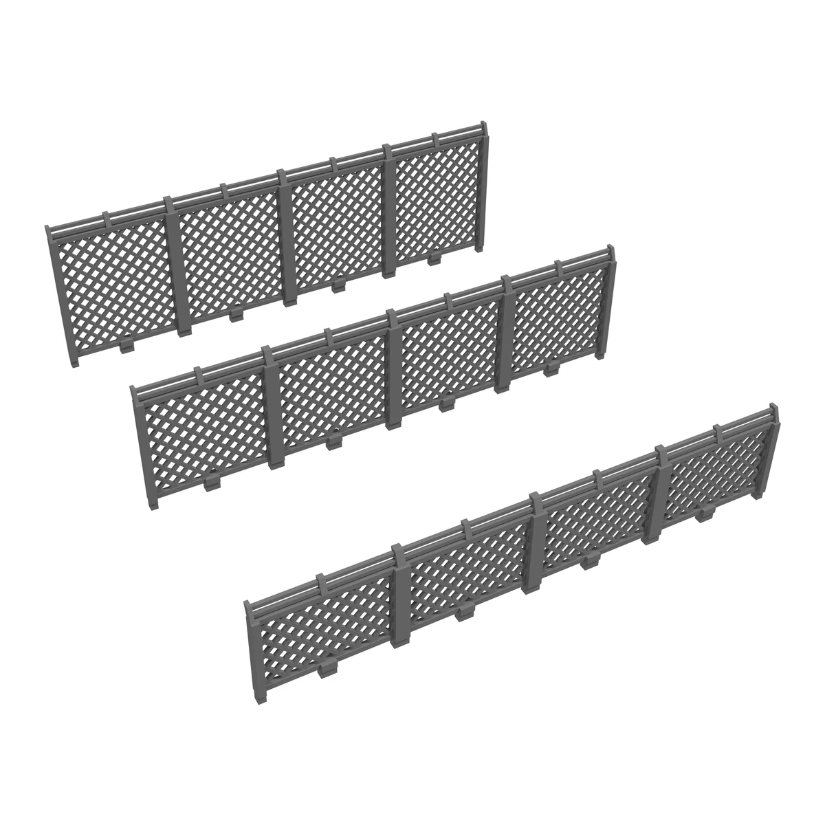 Diamond Fence with Barbed Wire, O Scale heights view