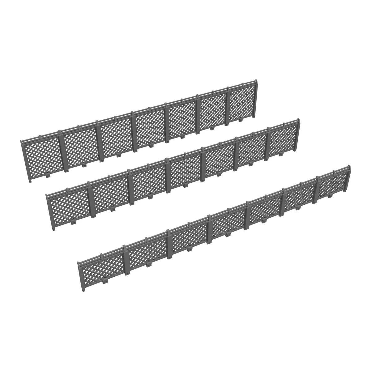 Diamond Fence with Barbed Wire (set of 6) heights view