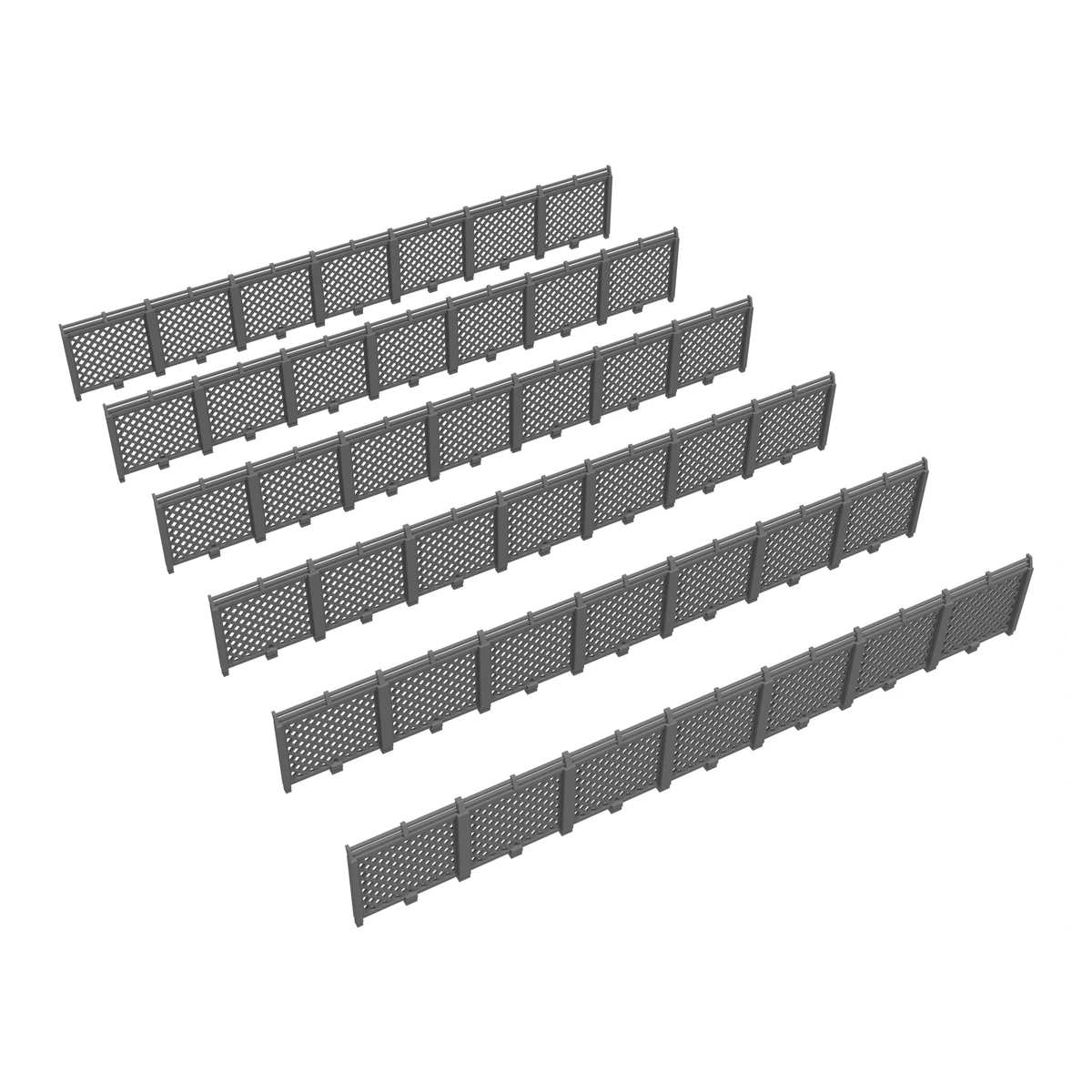 Diamond Fence with Barbed Wire (set of 6)