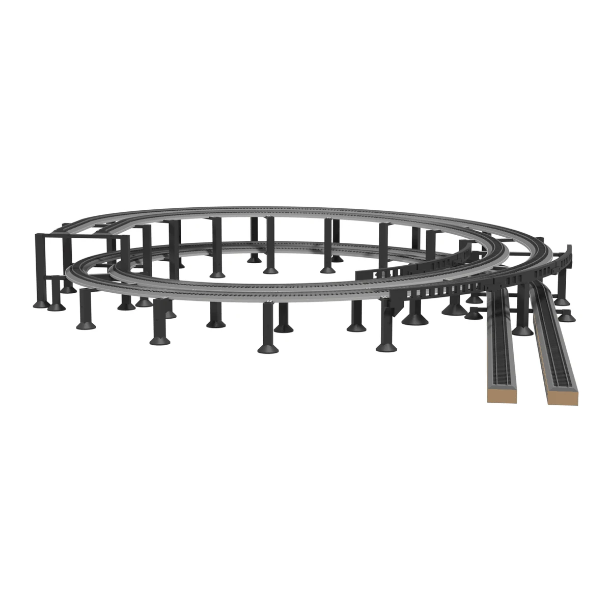 Helix Tower, Dual Track R18 + R22, 1.5 Turns, for Bachmann E-Z Track front view