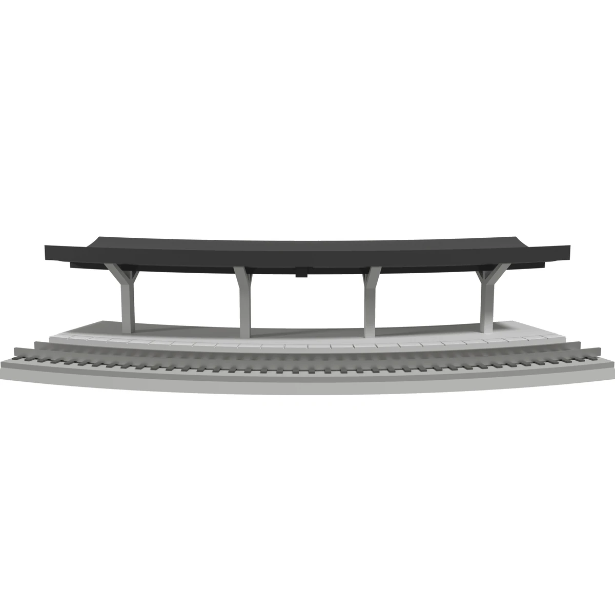 Modular Station, Curved R216 Inner, N Scale, for Kato Unitrack front view