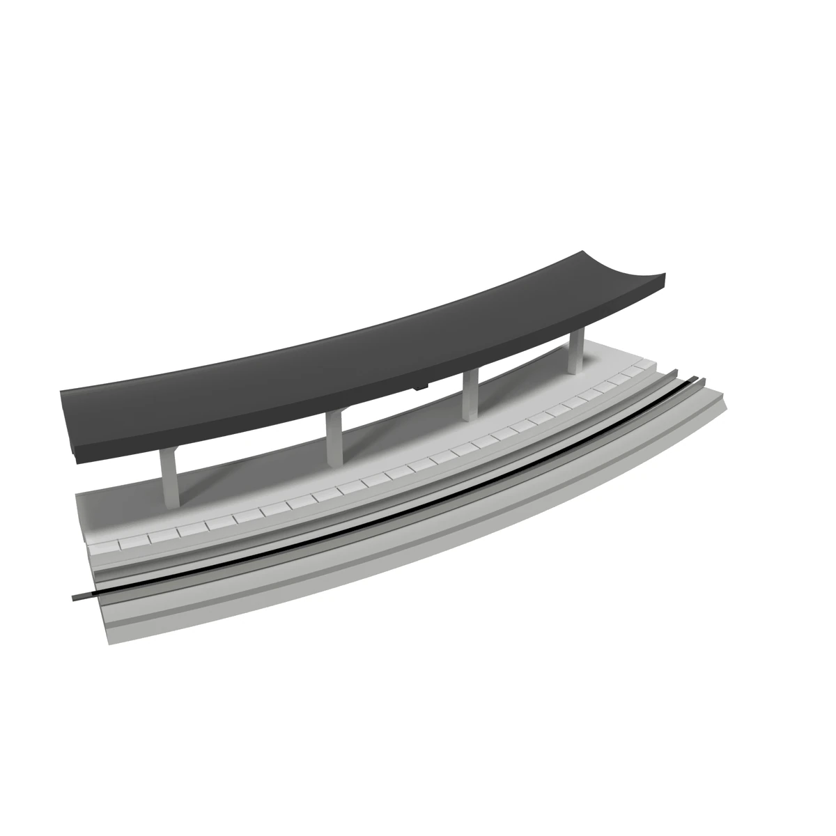 Modular Station, Curved R348 Inner, N Scale, for Kato Unitrack