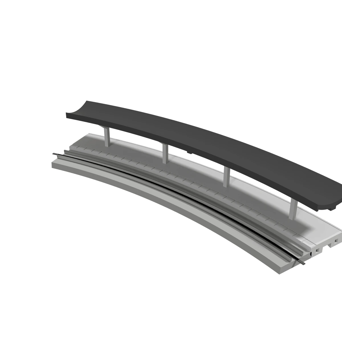 Modular Station, Curved R381 Outer, N Scale, for Kato Unitrack