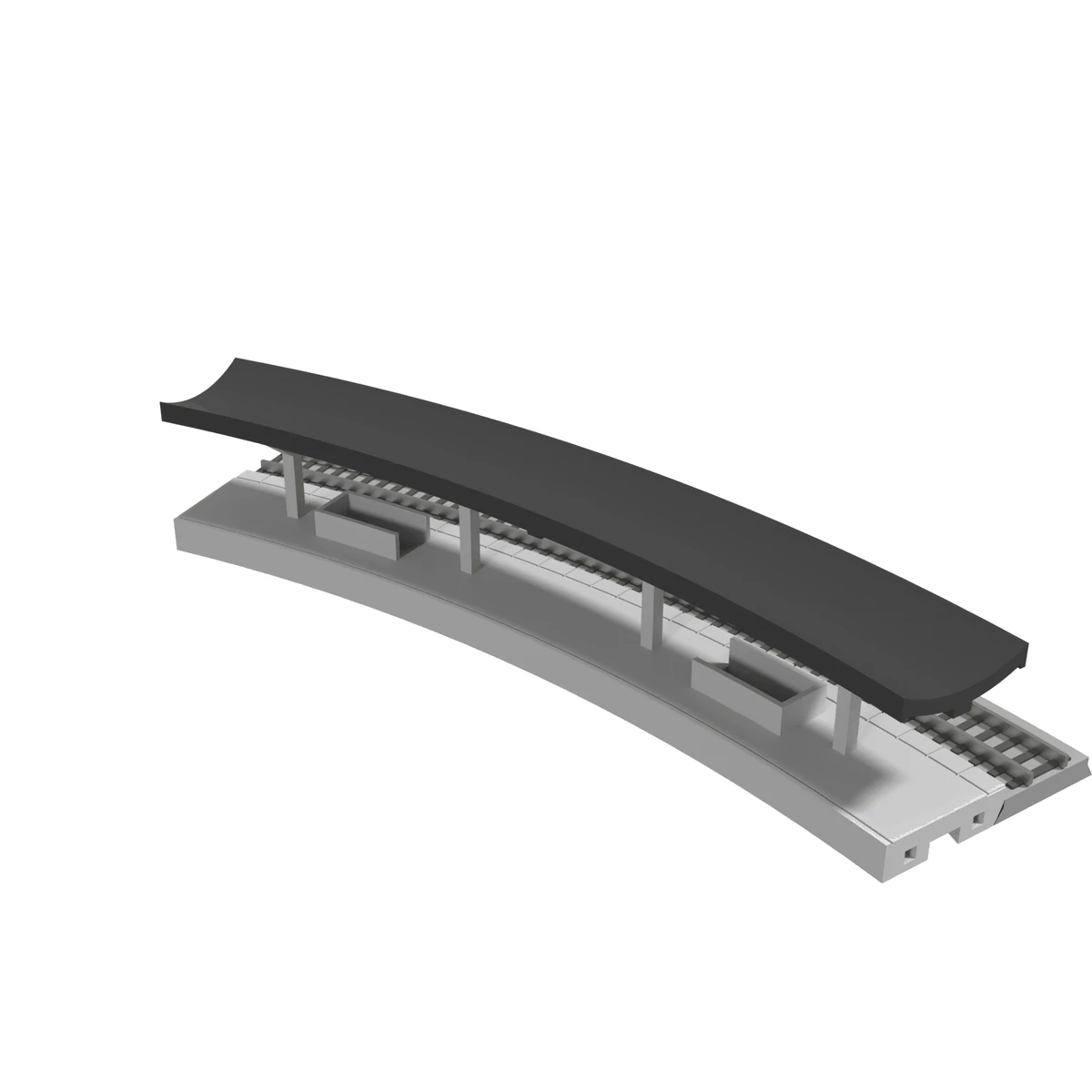 Modular Station with Stairs, Curved R381 Inner, N Scale, for Kato Unitrack