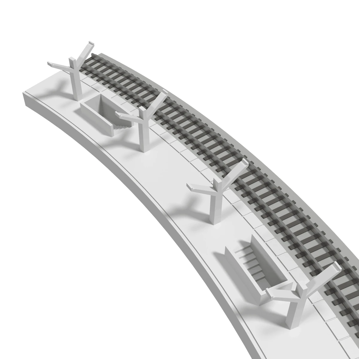 Modular Station with Stairs, Curved R381 Inner, N Scale, for Kato Unitrack detail view