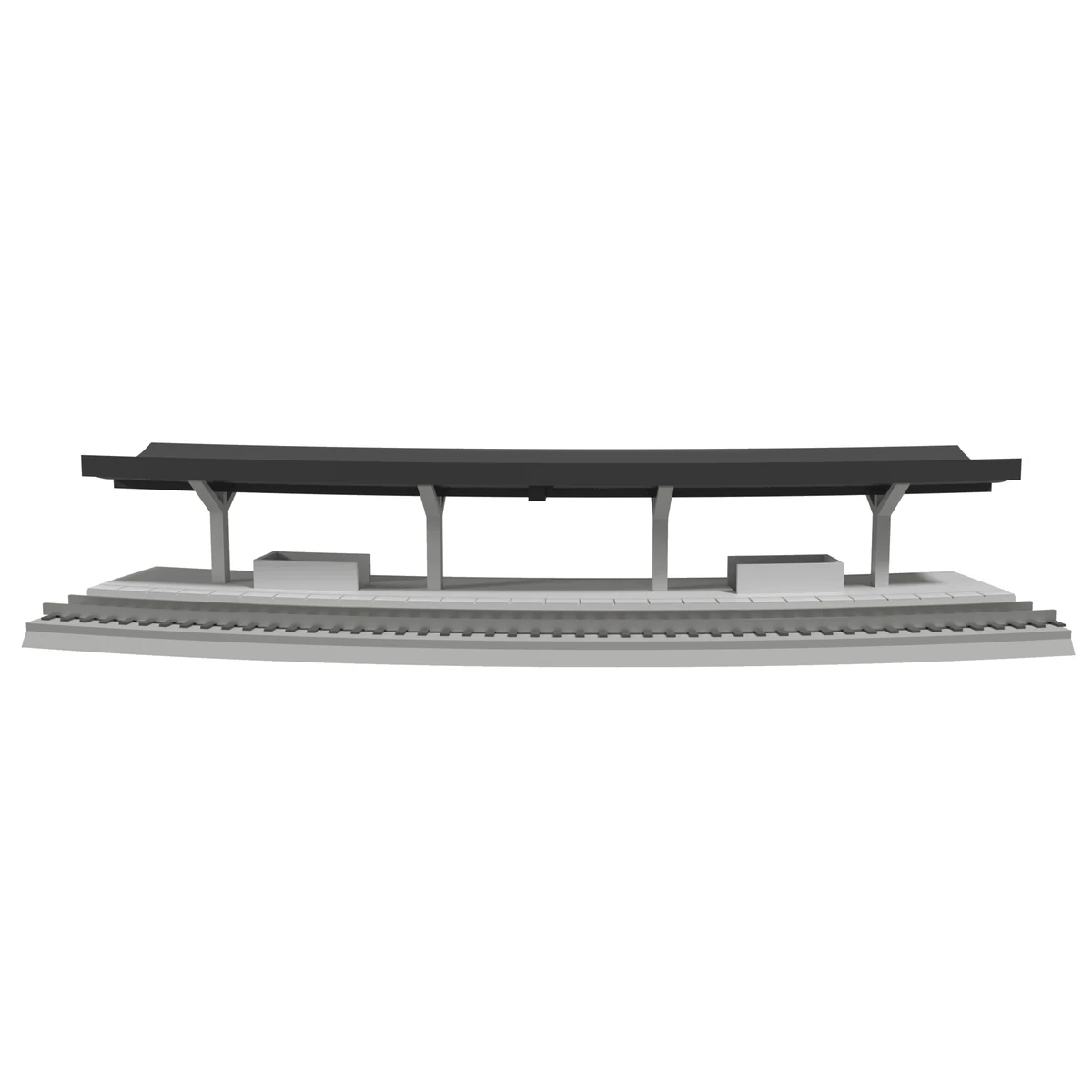 Modular Station with Stairs, Curved R381 Inner, N Scale, for Kato Unitrack front view