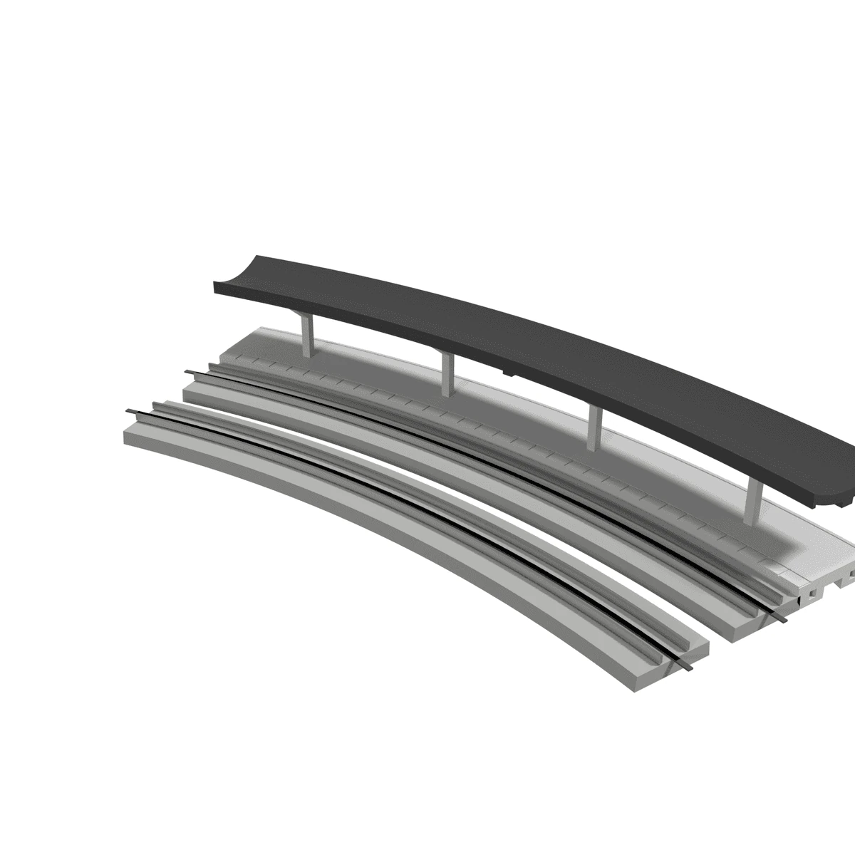 Modular Station, Curved R414 Outer, N Scale, for Kato Unitrack