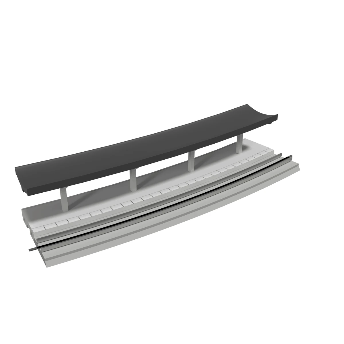 Modular Station, Curved R718 Inner, N Scale, for Kato Unitrack